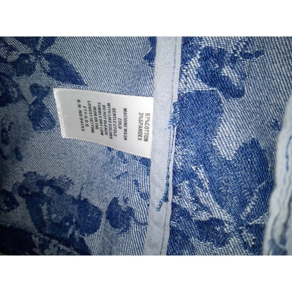 Hannah Petite Medium Denim Vest Full‎ Zip Floral Snaps Drawstring - Picture 9 of 9